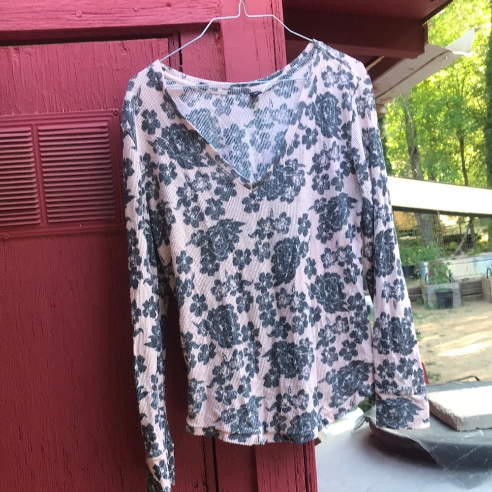 BDG Pink and Gray Long Sleeve Blouse
